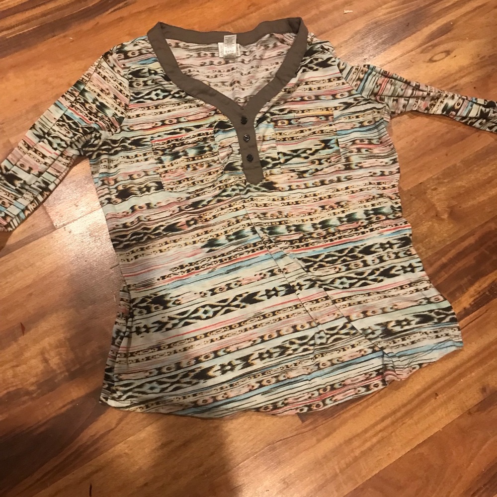 Buckle Aztec Print Shirt